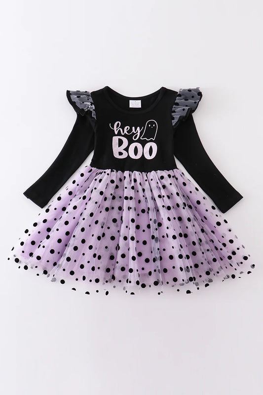 Hey Boo Pitch Black Ruffle Toddler Girl Dress