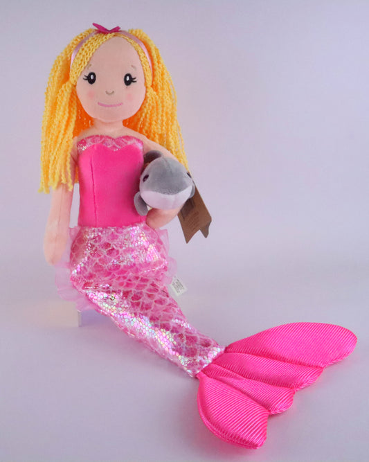 Aurora Holographic Soft Plush Mermaid Doll- 17"