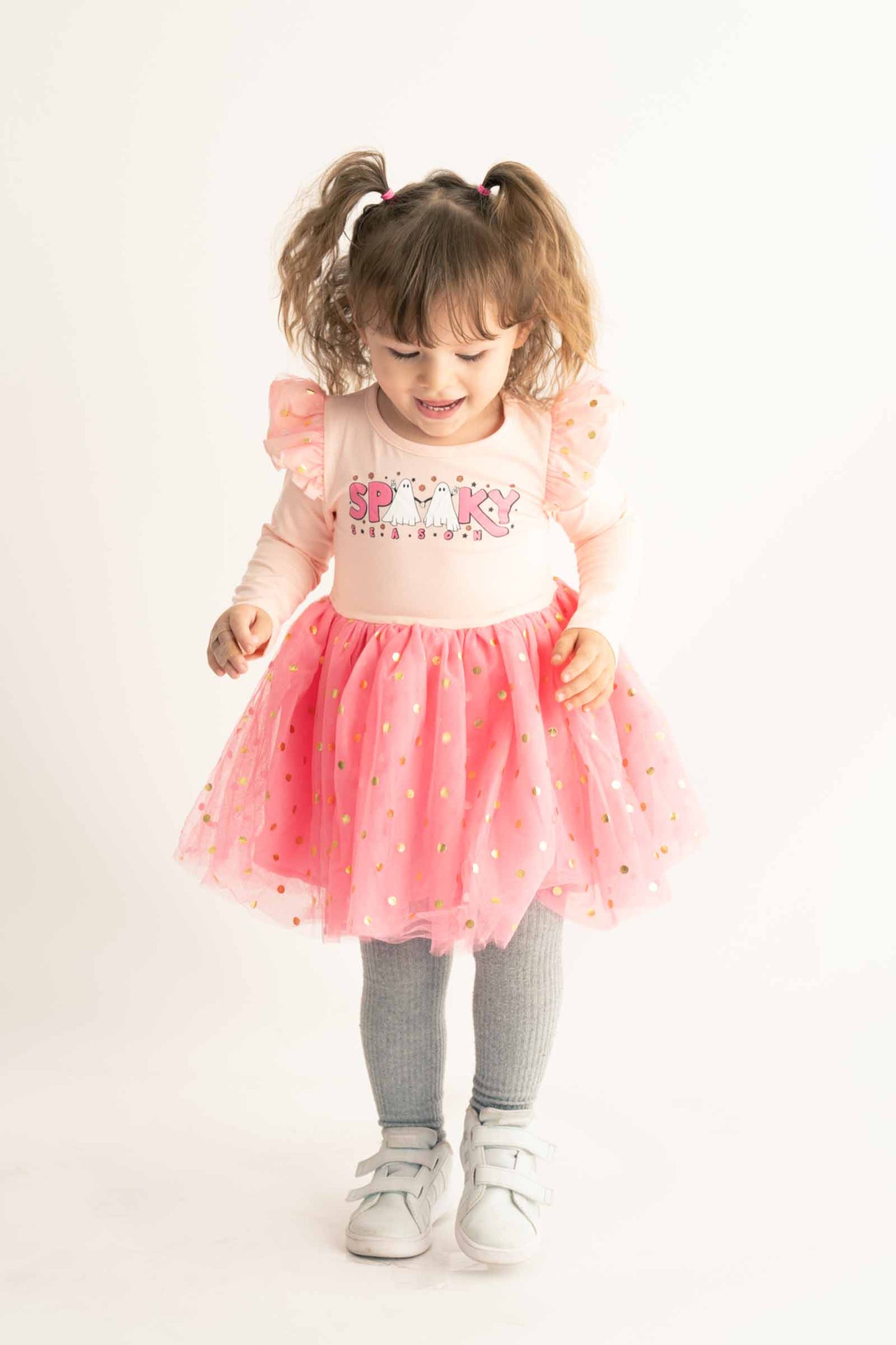 Spooky Season French Pink Toddler Girl Ruffle Dress