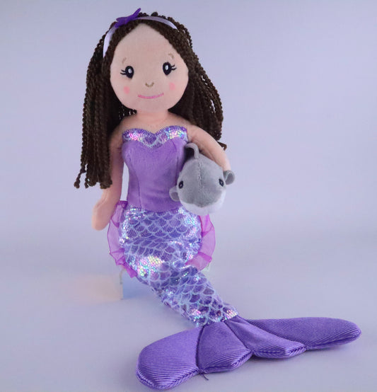 Blair Holographic Soft Plush Mermaid Doll- 17"