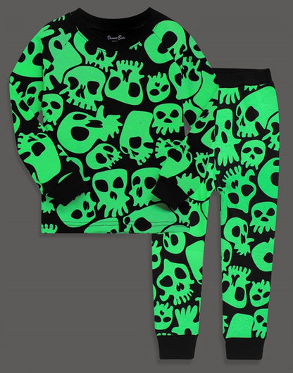 Skull Boom Ivory Bone Halloween Glow in the Dark PJs