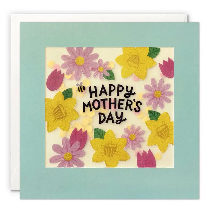 Mother’s Day Flowers and Bee Confetti Greeting Card