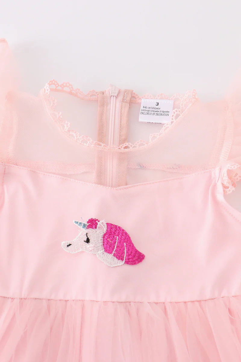 Lemonade Pink Unicorn Rainbow Tutu Toddler Girl Dress