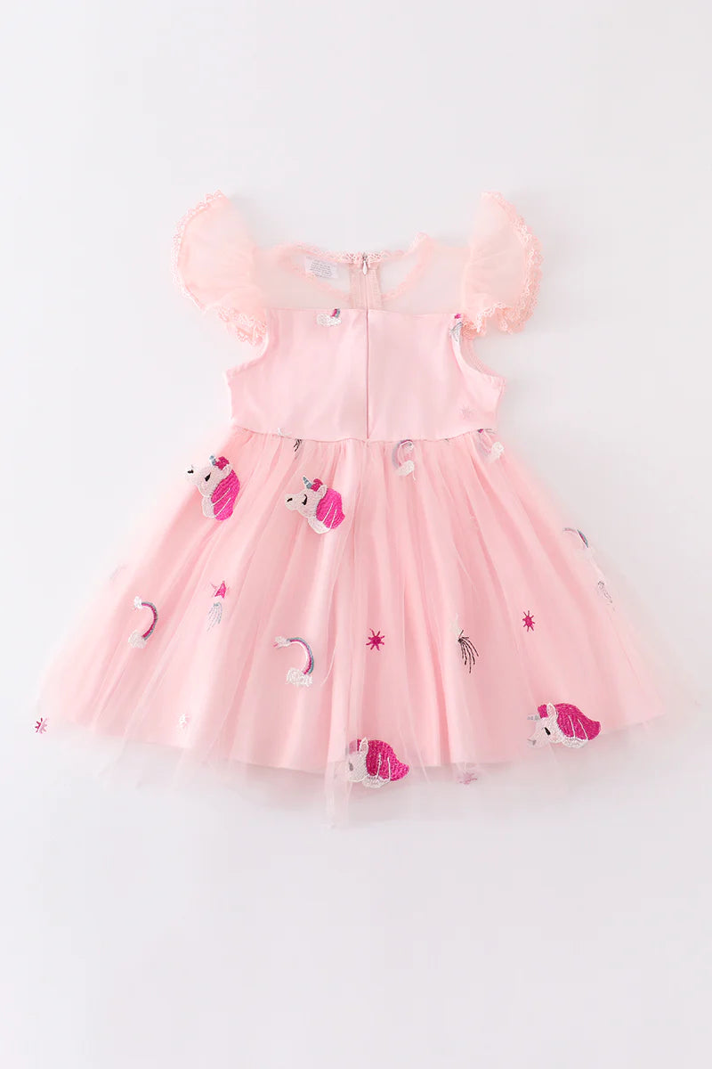 Lemonade Pink Unicorn Rainbow Tutu Toddler Girl Dress