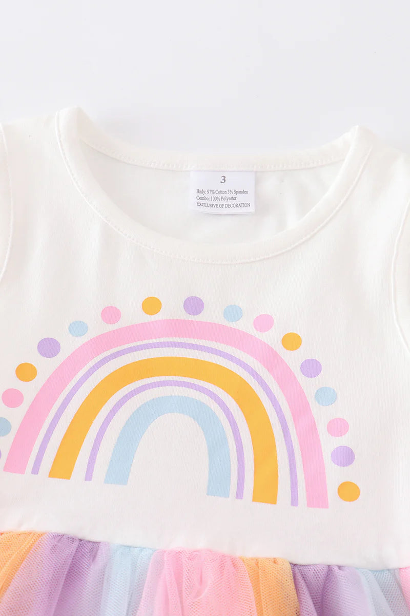 Over the Playful Rainbow Tutu Toddler Girl Dress