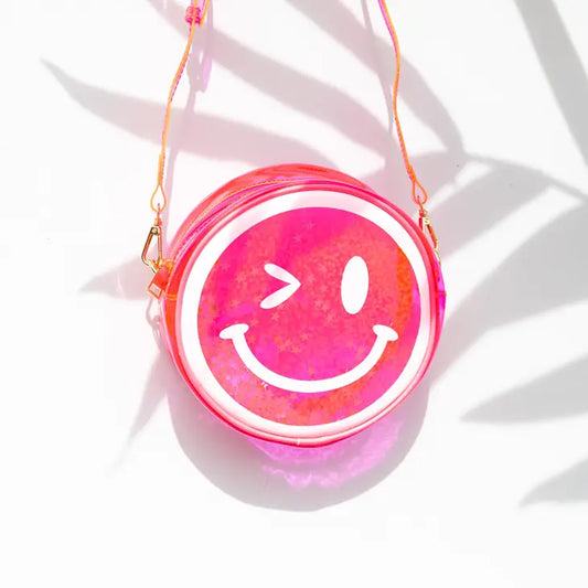 Hot Pink Winky Face Emoji Jelly Novelty Handbag