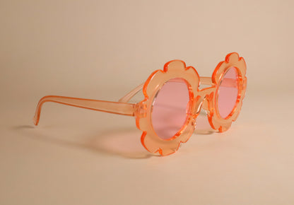 Clear Peach Orange Flower Toddler Kids Sunglasses