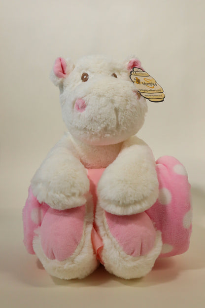 Mumbles Hippo with Polka Dot Fleece Blanket