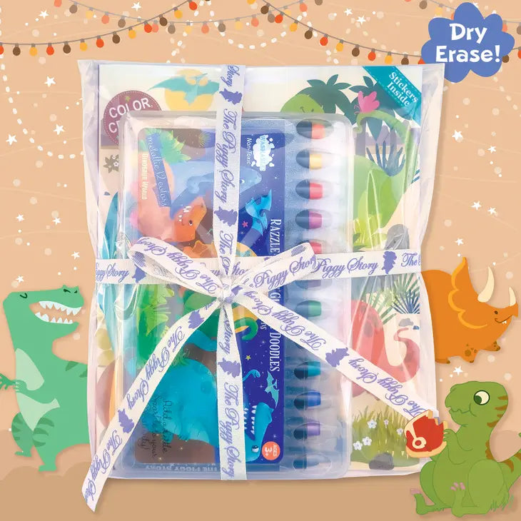 Glitter Dinosaur Dry Erase Coloring Book Gift Set