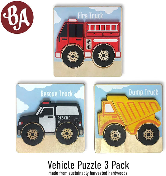 Work Trucks Puzzles 3-Pack - Chunky Pieces 5 piece Puzzles