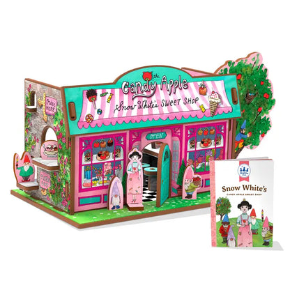 Libro e playset del negozio di dolci di Biancaneve