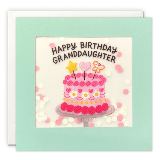 Biglietto d'auguri di compleanno con coriandoli di carta per torta nipote