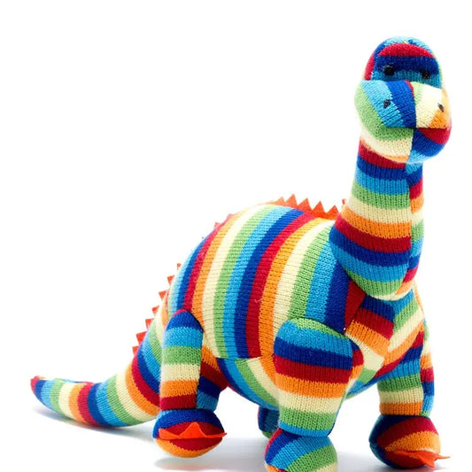 Knitted Bold Striped Dippy the Diplodocus Dinosaur Plush Toy