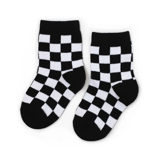 Black/White Checkered Midi Toddler Socks