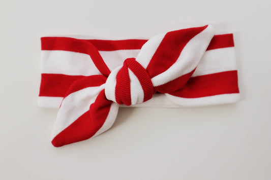 Red and White Thick Striped Headband