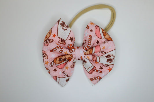 Powder Pink Milk and Cookies Baby Bow Headband