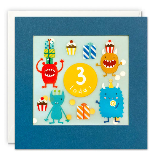 Age 3 Monsters Mash Paper Confetti Birthday Greeting Card