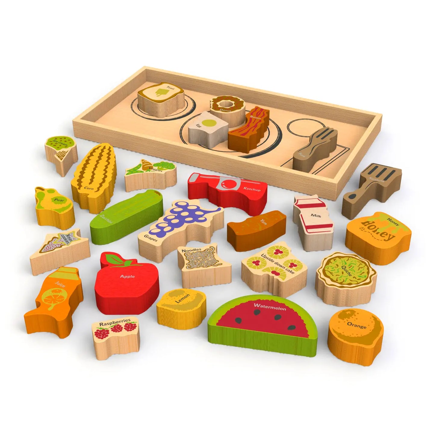 Eco-friendly Wood Alphabites A-Z Food Puzzle & Playset