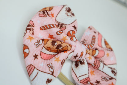 Powder Pink Milk and Cookies Baby Bow Headband