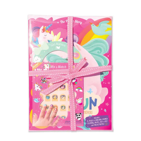 Adesivi per unghie magiche unicorno e confezione regalo libro attività