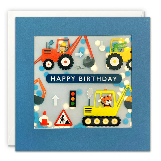 Wild Animals in Construction Paper Confetti Birthday Greeting Card