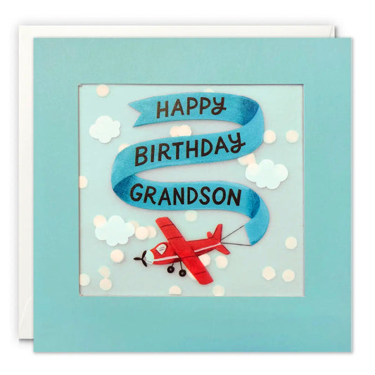Grandson Plane Paper Confetti Birthday Greeting Card