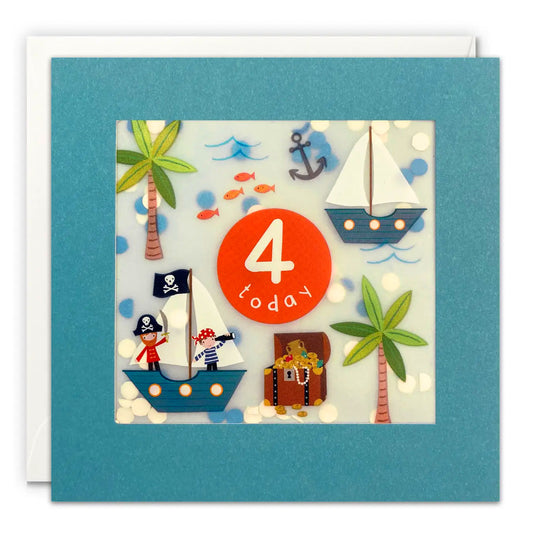 Age 4 Pirates Paper Confetti Birthday Greeting Card