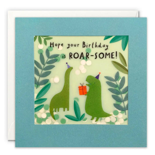 Roar-some Birthday Paper Confetti Birthday Greeting Card