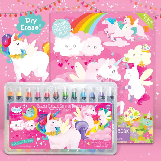 Glitter Unicorn Dry Erase Coloring Activity Book Set