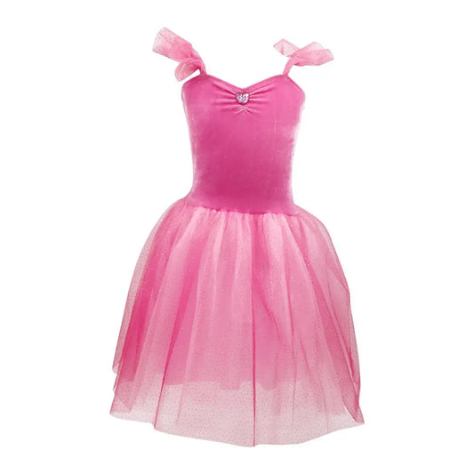 Princess Rose Pink Velvet Toddler Dress with Tulle Skirt