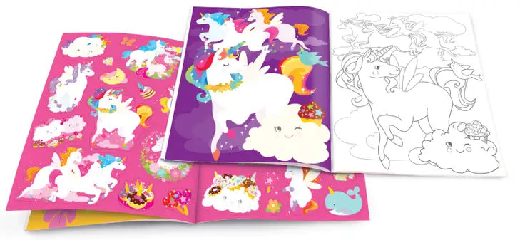 Set di libri da colorare cancellabili a secco con unicorno glitterato