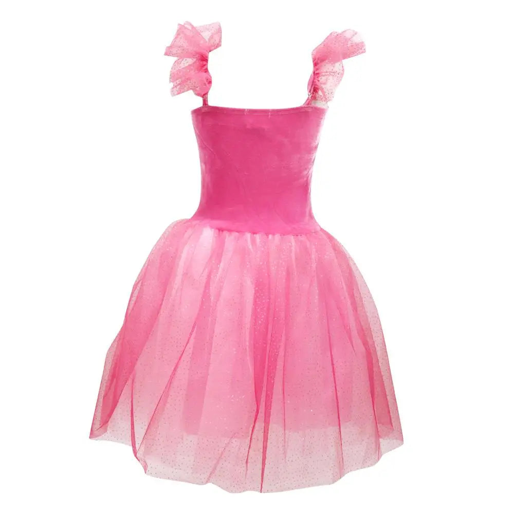 Princess Rose Pink Velvet Toddler Dress with Tulle Skirt