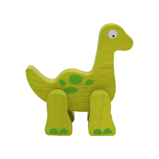 Eco-friendly Wood Posable Dinosaur Toy Lime Green Brontosaurus