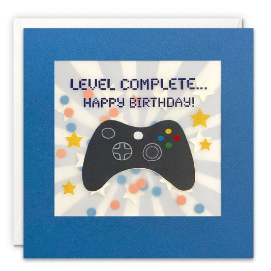 Level Complete Happy Birthday! Paper Confetti Greeting Card